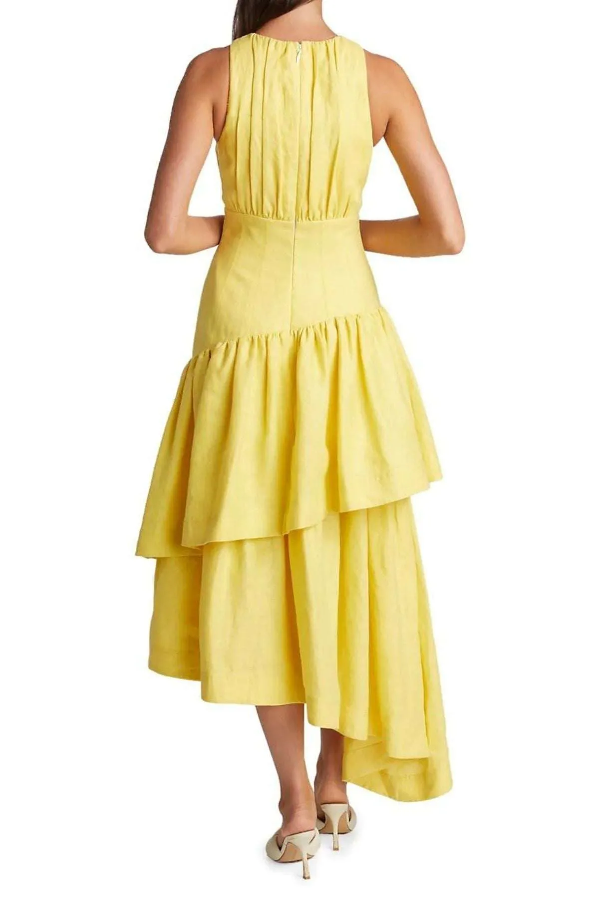 AJE Caliente Tiered Cut Out Dress (Daisy Yellow) - RRP $575