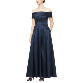 Alex Evenings 8166663 Long Off Shoulder Pleated Formal Dress