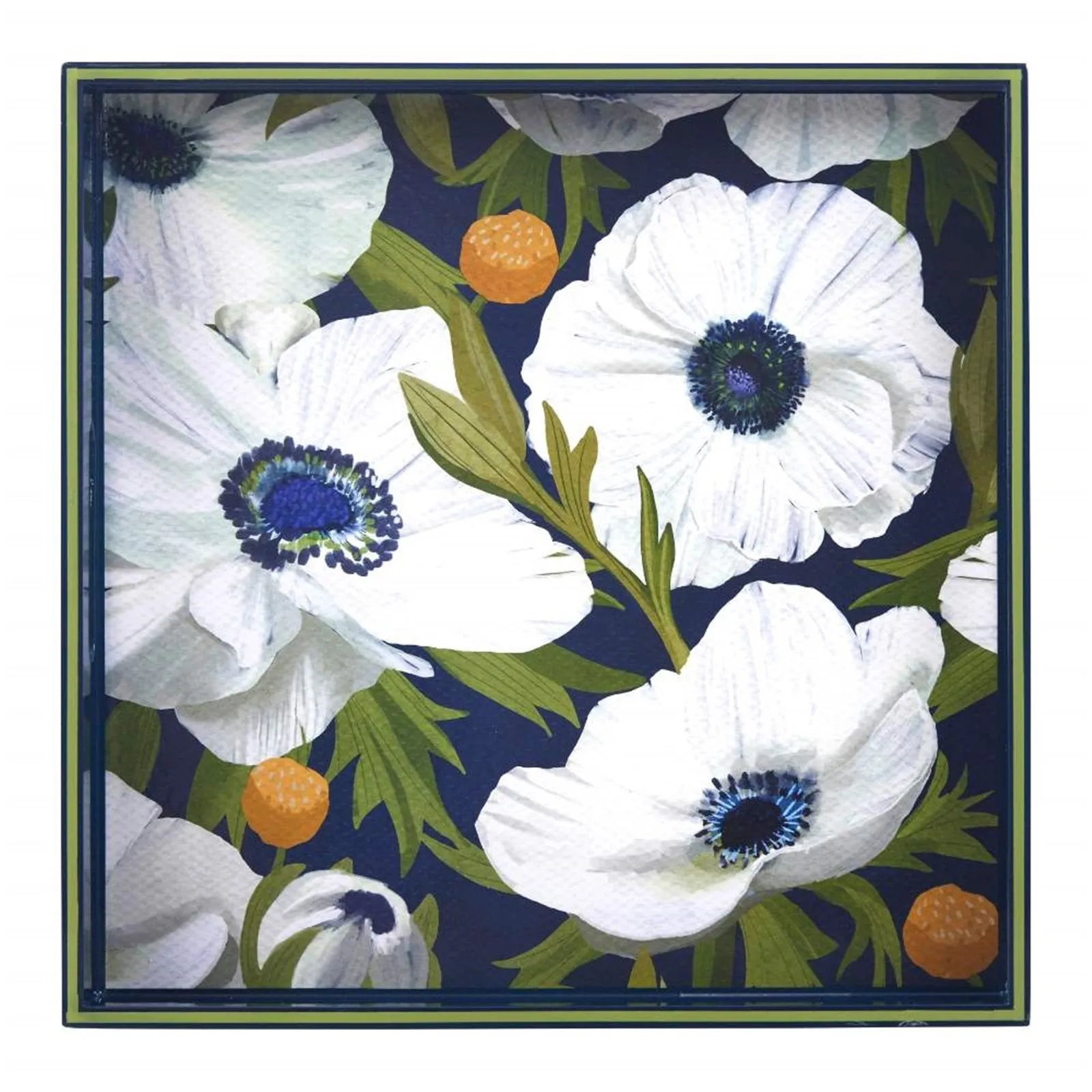 Anemone Poppy Tray - 15 Inch Square Floral Design