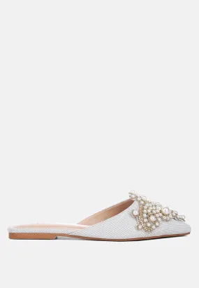 Astre Pearl Embellished Shimmer Mules