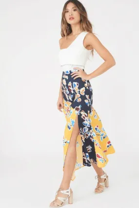 Asymmetric Hem Split Maxi Skirt