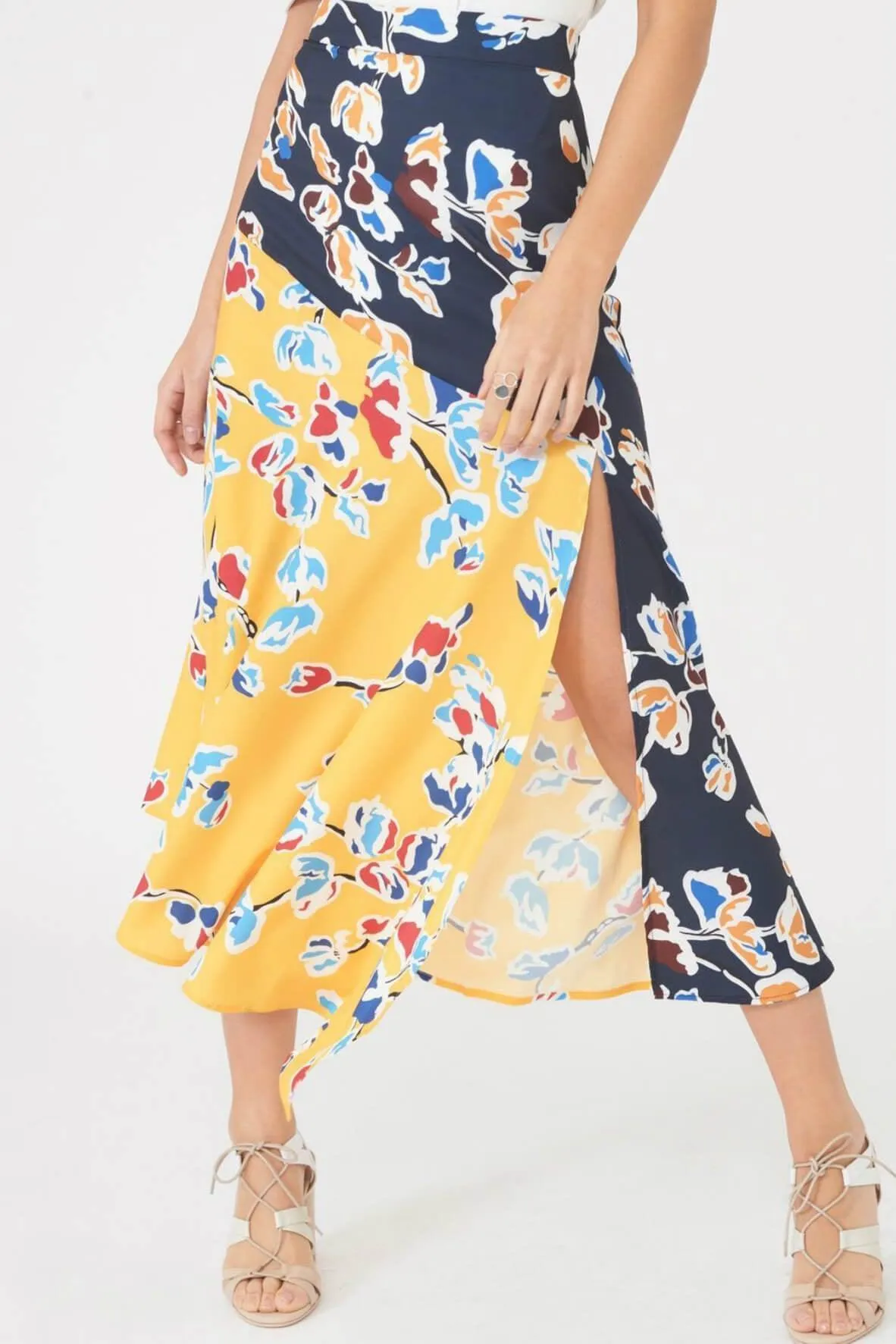 Asymmetric Hem Split Maxi Skirt