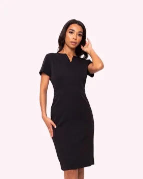 Couture V-Neck Work Dress - Black