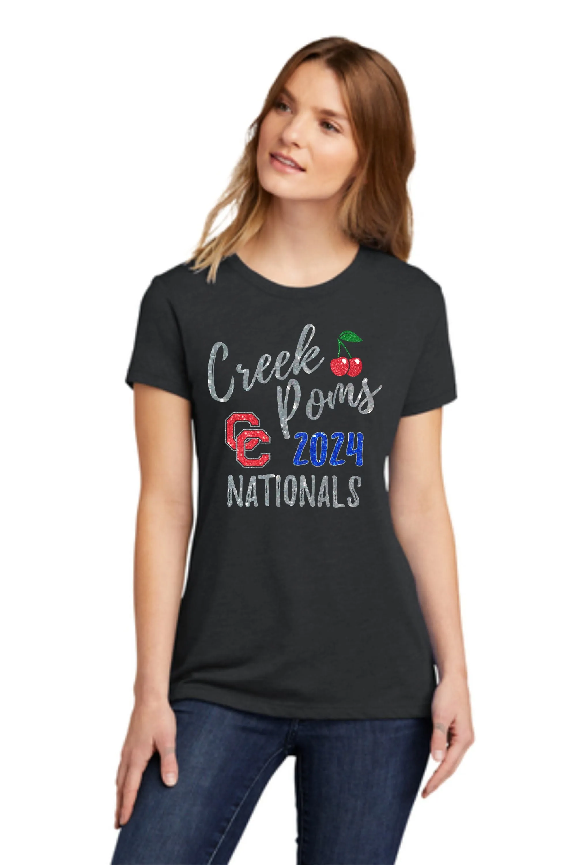 Creek Poms NATIONALS Tee- matte and glitter