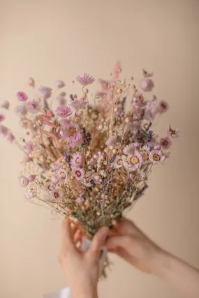 Dried Flowers Bridal Bouquet - Rustic Pink & Lavender