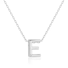 Initial Necklace Letter E Created with Zircondia® Crystals