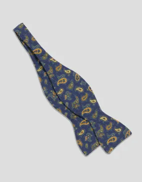 IRISH POPLIN PAISLEY BOW TIE - NAVY/YELLOW