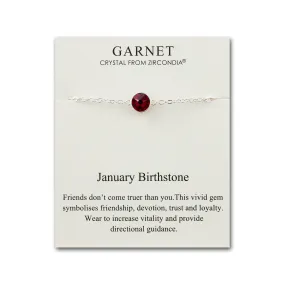 January (Garnet) Birthstone Anklet Created with Zircondia® Crystals