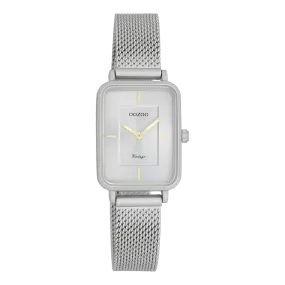 Light grey OOZOO watch with light grey metal mesh bracelet - C20383