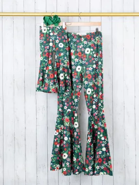 Mom & Me Hunter Green Poppy Bell Bottoms