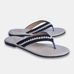 Neon Pearl Slippers Black