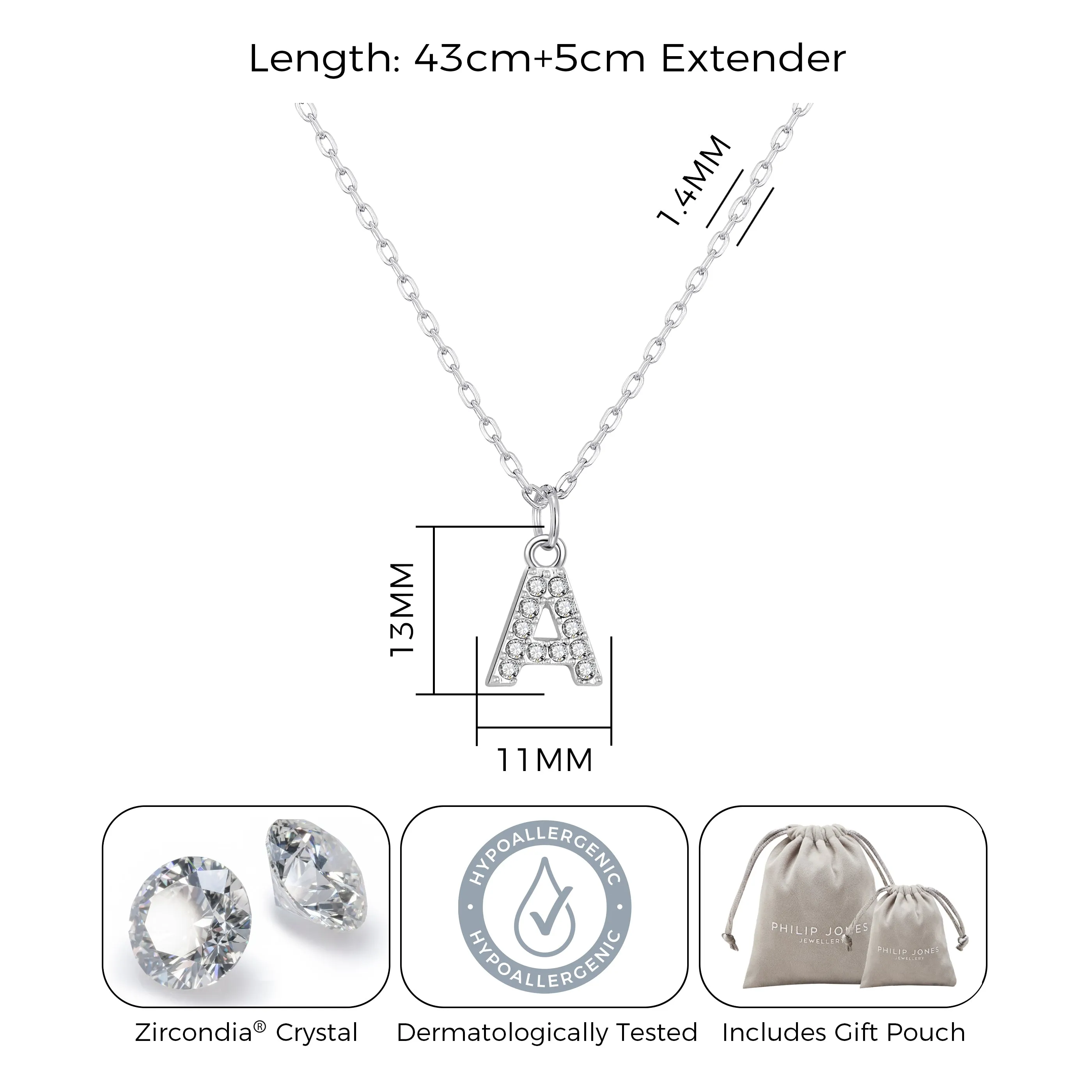 Pave Initial A Necklace with Birthstone Charm Created with Zircondia® Crystals