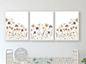 Purple Yellow Wildflower Nursery Prints - 001