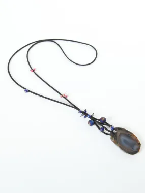 Silk black agate necklace